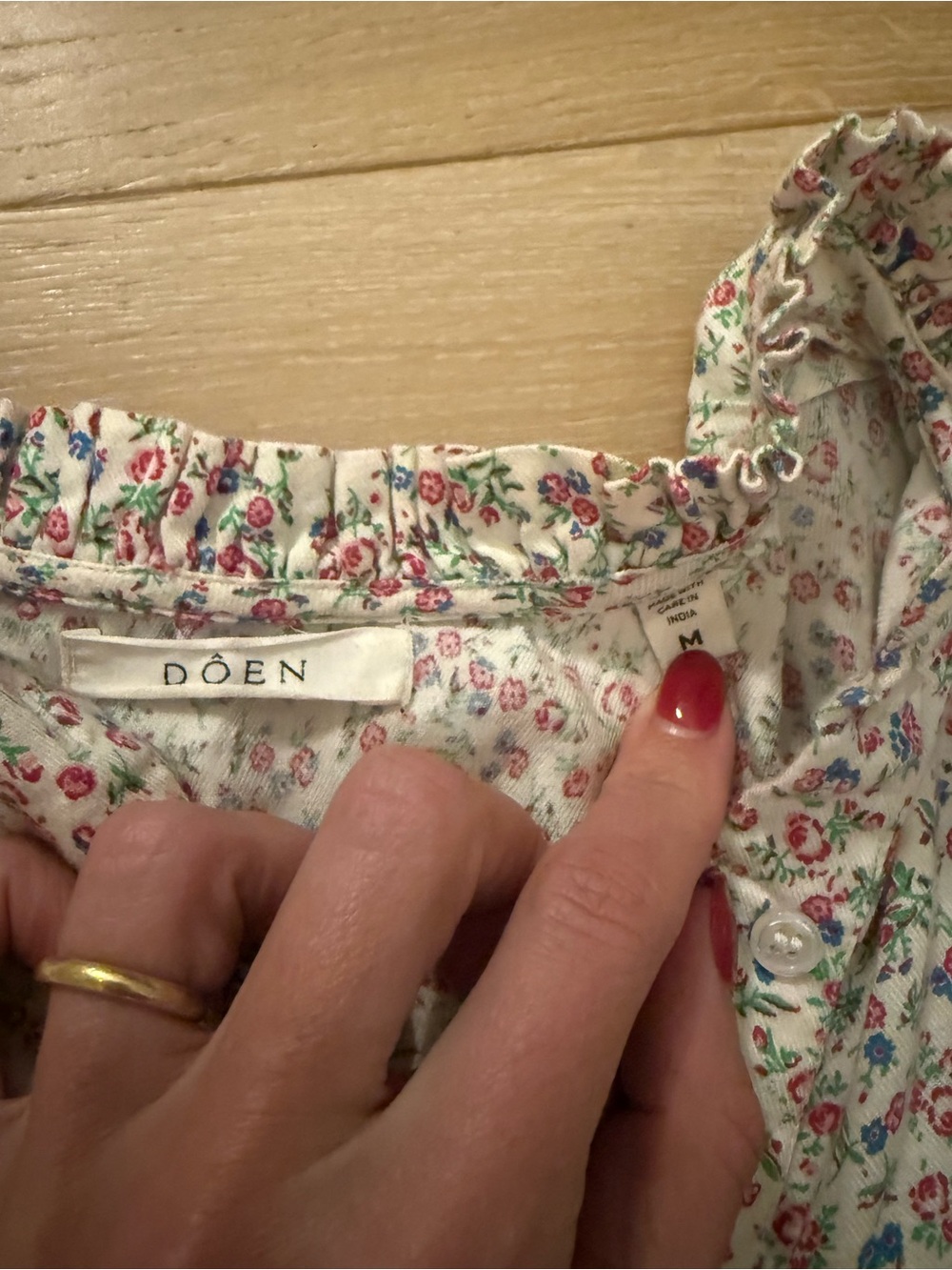 Doen Cream Floral Ruffled Nightgown - Picture 5 of 5